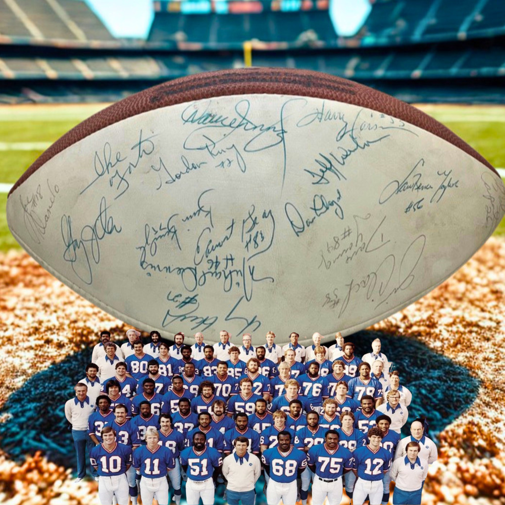 New York Giants 1981 Team Signed NFL Football Lawrence Taylor Rookie Year Rare